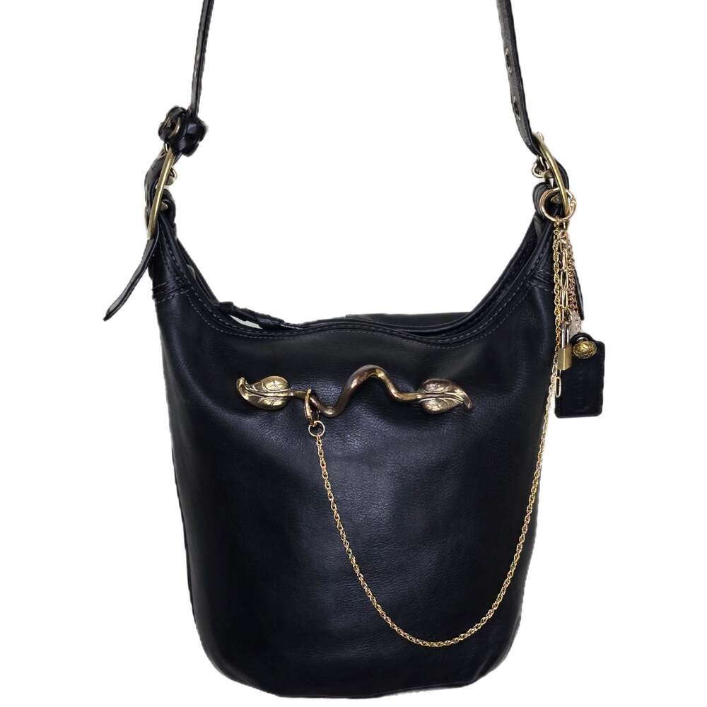 Coach Bleecker Tattersall Duffle Bucket Bag Style 11422 Medium Black